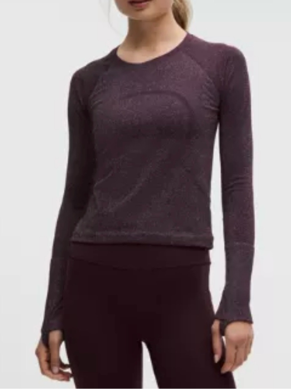 Lululemon swiftly tech long sleeve  shirt race length  size 0 smoky red black